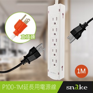 蛇吞象SNAKE P100 1開10插3孔1M直頭15A延長用電源線組