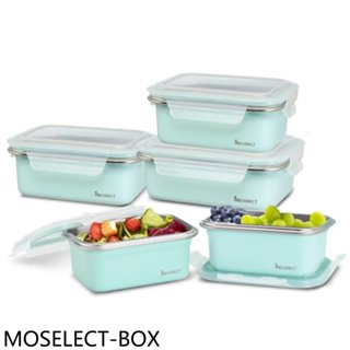 mo select【MOSELECT-BOX】可微波密封不鏽鋼保鮮盒5件組便當盒保鮮收納食物儲存盒保鮮盒 歡迎議價