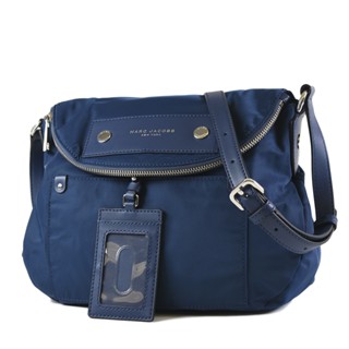 MARC JACOBS 高密度尼龍磁吸釦證件夾翻蓋馬鞍包-藍色/大【美國正品現貨】