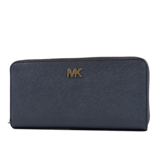 MICHAEL KORS COOPER 男款 十字紋防刮拉鍊長夾-藍色【美國正品現貨】