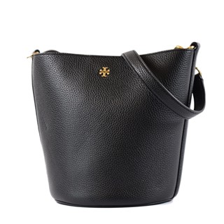 TORY BURCH BLAKE 荔枝紋磁釦肩背/斜背二用水桶包-黑色【美國正品現貨】
