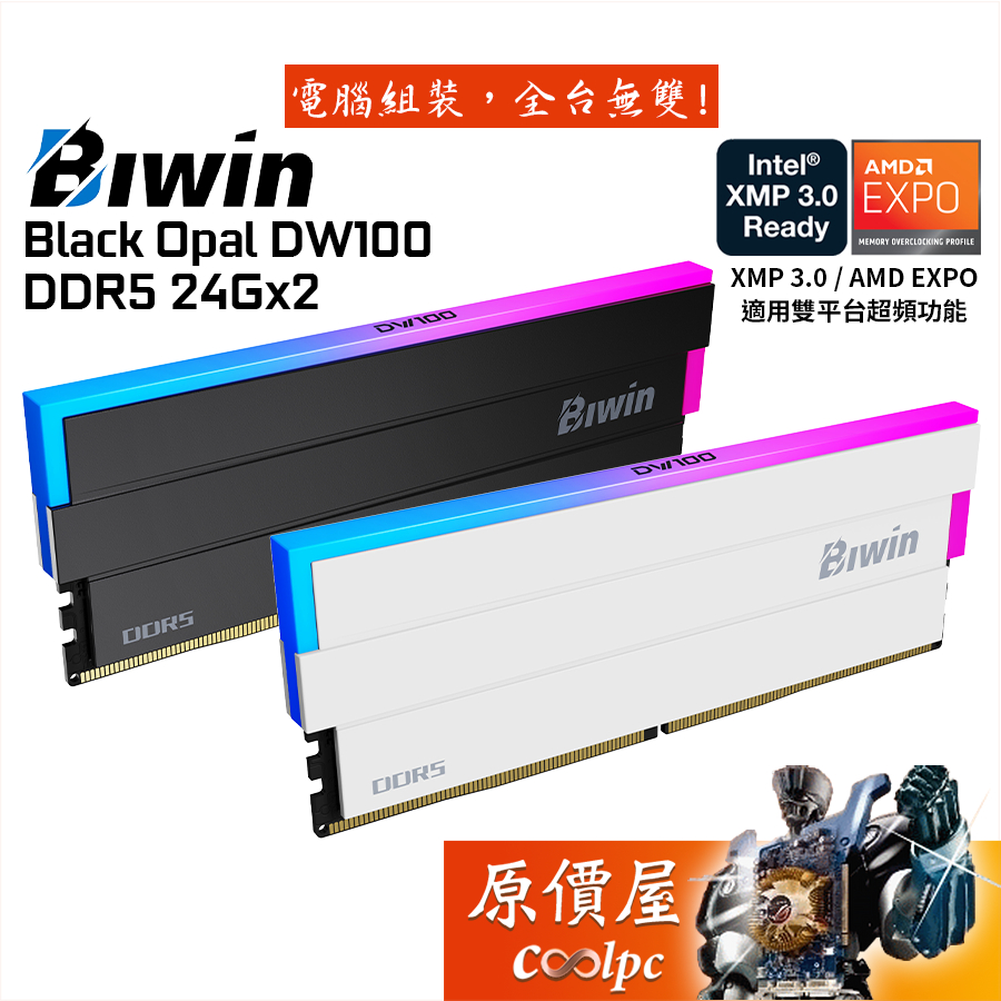 BIWIN佰維 DW100 RGB DDR5-6000【24GBx2】桌機記憶體/原價屋【活動贈】