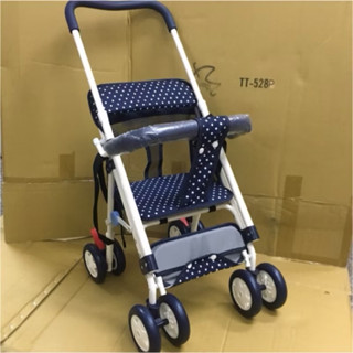 臺灣製 YSF 輕便外出小推車 藍底白點 （二手極新）