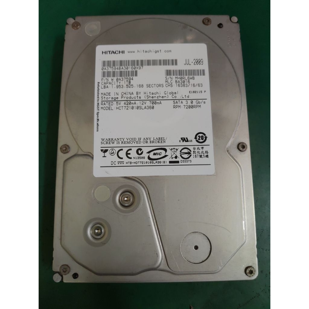 内蔵型ハードディスクドライブ Hitachi/HGST HCT721010SLA360 3.5 HDD 1TB 内蔵型ハードディスクドライブ Hitachi/HGST HCT721010SLA360 3.5 HDD