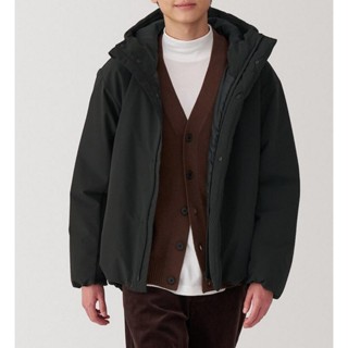 【全新】MUJI 無印良品 男可水洗鋪棉連帽外套黑色 XL