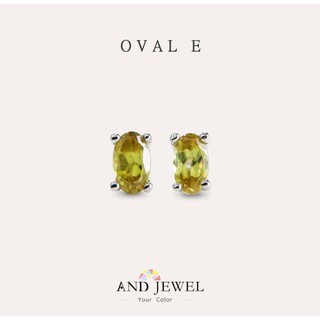 [安珠] 榍石 黃色 綠色 橢圓 3*5mm 耳環 經典系列 Oval E 寶石銀飾 AND JEWEL