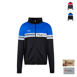 【FILA】男性 抗UV 吸濕排汗針織外套-藍/黑 1JKY-1306-BK