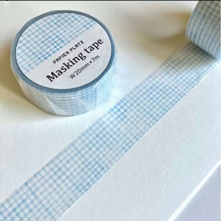 全新 日本PAPIER PLATZ 藍色格紋和紙膠帶 W20mm
