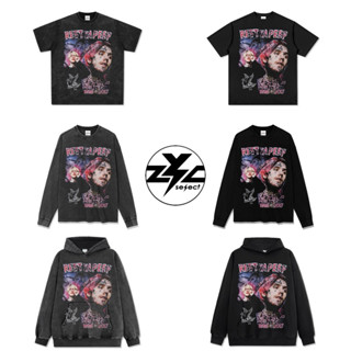 ZYC SELECT - Lil Peep 致敬 美式 嘻哈 復古 街頭 帽踢 印花 長袖 水洗 短袖 水洗T 連帽上衣