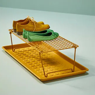 IKEA 代購 BAGGMUCK 晾鞋架 黃色 灰色 GREJIG 鞋架 置物架 展示架 碗盤瀝乾架 可堆疊 可收折