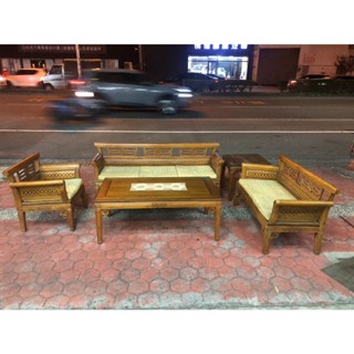 【全省二手貨 總店】二手傢俱*柚木沙發組(1+2+3+大小茶几) 實木沙發 原木沙發 客廳椅 沙發椅 整套組沙發