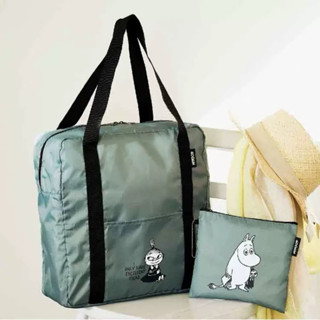 日雜附錄 嚕嚕米 MOOMIN 手提可插拉桿 折疊拉鍊大容量行李袋 旅行包可收摺 收納包 輕量便攜亞美 購物袋 二件組