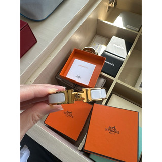 愛馬仕 Hermes Clic H 白色琺瑯手環
