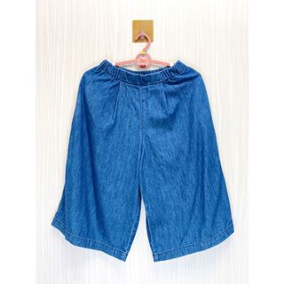 優衣庫 UNIQLO 藍色牛仔七分寬褲 (童裝2502215