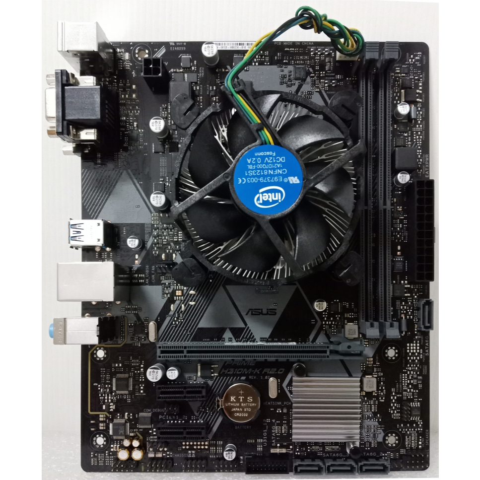 1151腳位 實體拍攝 ASUS PRIME H310M-K R2.0 + i5-9500 附後擋板/原廠散熱器