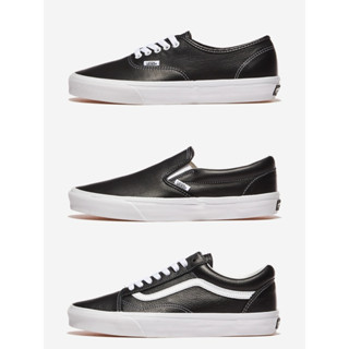 ［poco韓國代購］Vans 皮質 皮革 牛皮 OLD SKOOL SLIP-ON AUTHENTIC 黑色 懶人鞋