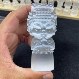 【幻彩水晶手作坊】天然摩洛哥透石膏 媽祖 辦公擺件 水晶擺飾 可愛桌面擺件雕像 雕塑 擺件 風水招財