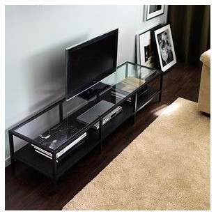絕版品/北歐工業LOFT風格經典IKEA宜家VITTSJÖ電視櫃玻璃茶幾咖啡桌邊桌邊櫃/黑棕色/二手八成新/特$2980