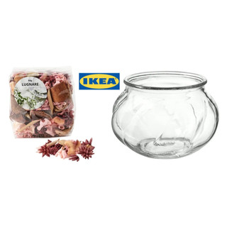 IKEA 花瓶 香氛 乾燥花 茉莉花味 LUGNARE 粉紅色 VILJESTARK 透明玻璃 宜家家居 全新 代購