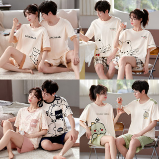 🔥Fashion🔥純棉睡衣套裝 女 情侶睡衣 男/女生睡衣 夏季睡衣 短袖睡衣 棉質家居服 居家服 大尺碼睡衣 不含胸墊