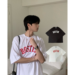 【APPAREL DESIGN】Oversize BOSTON字樣寬鬆短T｜地名字母短袖