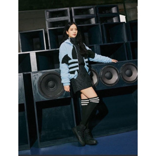 二手 JISOO X Adidas Sherpa Jacket 羊羔絨外套 三葉草 寶寶藍 L碼