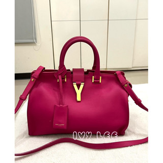 SAINT LAURENT YSL 金釦 桃紅色 小牛皮 YCABAS兩用包311210 斜揹包 肩揹包 手提包二手精品