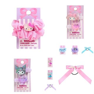 ♥小玫瑰日本精品♥ Hello Kitty 美樂蒂 大耳狗 酷洛米 造型髮夾2入組 髮圈 髮飾 蝴蝶結緞帶髮圈 髮束~3