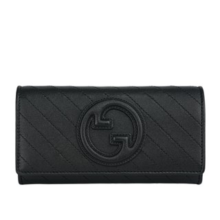 GUCCI Blondie GG 縫線標誌翻蓋二折長夾(黑色) 760302 AACP7 1000
