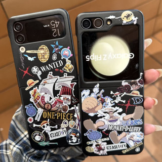 磨砂膚感黑底卡通日漫海賊王路飛海盜船適用三星zflip6 5 4 3 2手機保護套折疊zfold6 5 4 3 2硬殼