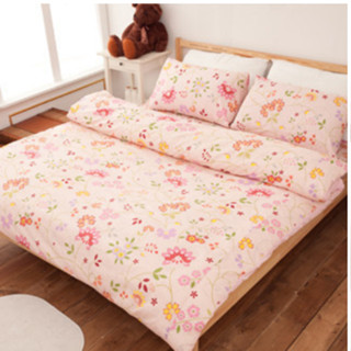 LAMINA 水堇花容(粉) 雙人 100%純棉床包枕套三件組