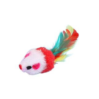 七彩羽毛玩具鼠 沙沙鼠 貓咪玩具 貓玩具 絨毛老鼠 毛絨老鼠 逗貓玩具 寵物玩具 模擬老鼠 發聲老鼠