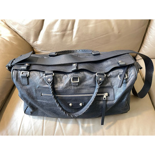 巴黎世家Balenciaga squash 絕版深藍近黑色 銀扣 男機車包