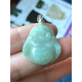 緬甸玉天然A貨翡翠玉墜 糯冰種 淡綠 佛公 彌勒佛