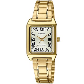【CASIO】卡西歐 卡西歐石英方形鋼帶女錶-金色 LTP-V007G-9B 臺灣卡西歐保固一年