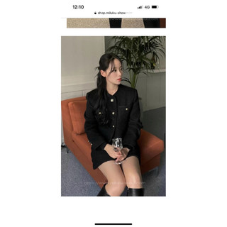韓國 韓貨 毛呢小香a字裙+ 小香外套 氣質套裝