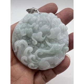 〔附證書〕天然翡翠-果綠九尾狐吊飾項鍊。