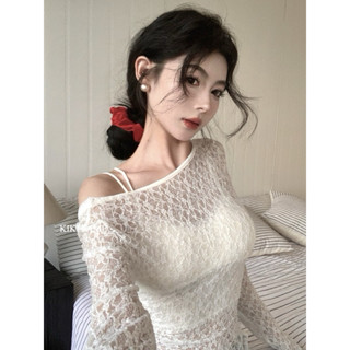 【KIKIFAME】🖤兩色 純欲透膚感蕾絲鈎花長袖上衣 蕾絲上衣 蕾絲衫 透膚上衣 透視上衣 防曬上衣 罩衫上衣 防曬衫