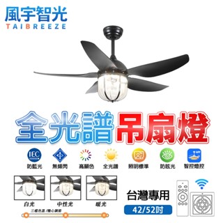【風宇智光】吊扇燈 風扇燈 美式復古吊扇燈 三色調光 變頻吊扇燈 工業風風扇燈 吊扇燈具 吊燈風扇 靜音 定時 正反轉