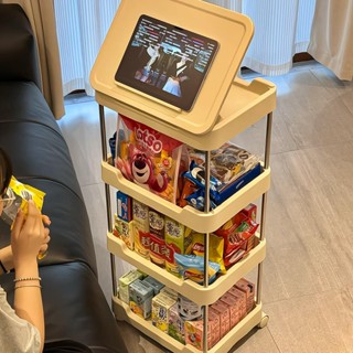 【蝦皮精品】 零食小推車 客廳邊桌 多功能儲物架 落地置物架 高顏值 家用收納架 亞克力邊櫃 多層移動收納架 沙發邊