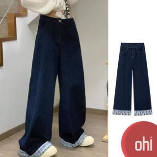 【ohi】牛仔褲嘻哈ins潮 高街潮流痞帥顯瘦牛仔長褲 長褲女 女生褲子 休閒長褲 大碼女裝 XGJYN69