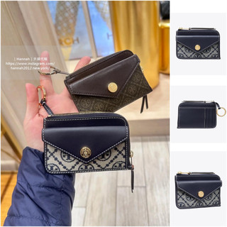 【美國正品】質感超好!! TORY BURCH 最新 機織提花皮革拼接卡夾零錢包 兩色可選 可刷卡分期