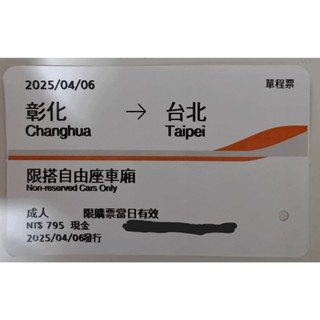 2025年高鐵票根(收藏用)，臺北-臺南，彰化-臺北，臺北-左營，臺中-臺北，左營-臺北， 南港-桃園，桃園-左營4月份