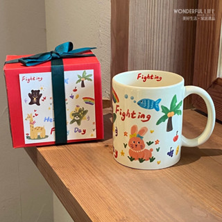 〖新品上架〗高顏值爆款小動物塗鴉馬克杯 陶瓷咖啡杯 生日禮物 畢業禮物 水杯 可愛杯子 禮盒 大容量 早午餐牛奶杯 茶杯