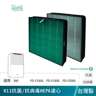 怡悅 HEPA濾網 適用 適用 3M FD-Y160L FD-Y180L FD-Y200L 深呼吸 空氣清淨除濕機