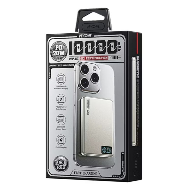 WEKOME 領航PD20W-Qi2智能數顯無線磁吸快充 wp-83 行動電源 10000mAh 台灣公司貨