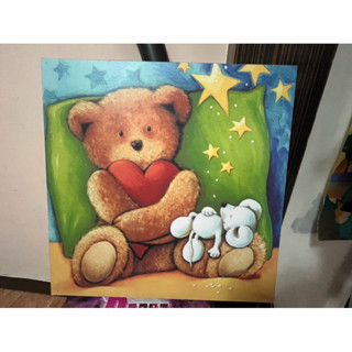 可愛熊熊 大象木頭無框掛畫