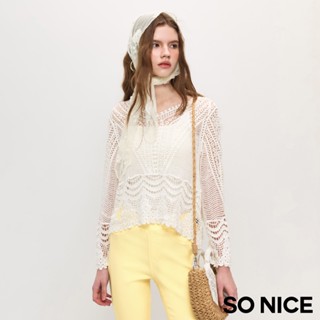 SO NICE 波西米亞風V領棉蕾絲短版上衣｜都會時尚女裝 【65530005】