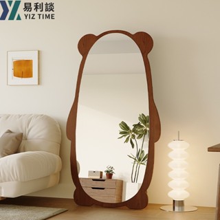 【YIZ TIME 易利談】小熊全身鏡 家用穿衣鏡 可壁掛落地鏡網紅ins風可愛女生臥室大鏡子