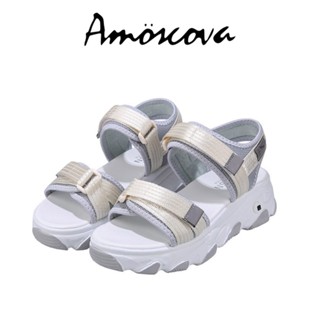 (現貨快速出貨) 【Amoscova】夏日涼拖鞋 涼鞋 休閒鞋 厚底鞋 寬頻涼鞋 魔鬼氈涼鞋 (1646)偏小